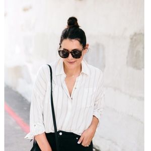 Maeve by Anthropologie Striped Hi Lo Front Tie Top